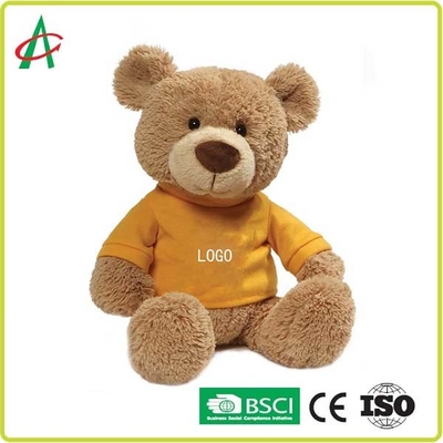ตุ๊กตาหมีเท็ดดี้ 25 ซม. ISO9001 25 ซม. วัสดุพรีเมี่ยมล้างทำความสะอาดได้พร้อมเสื้อผ้าสีเหลือง