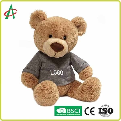 ตุ๊กตาหมีเท็ดดี้ 25 ซม. ISO9001 25 ซม. วัสดุพรีเมี่ยมล้างทำความสะอาดได้พร้อมเสื้อผ้าสีเหลือง
