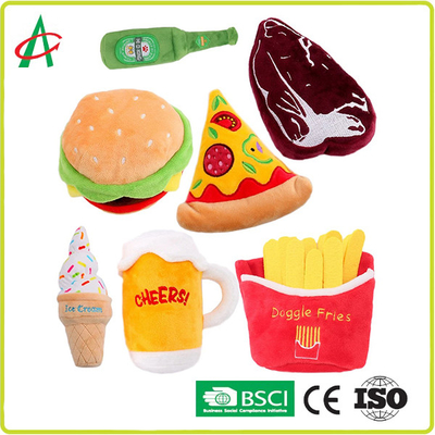 Bite Squeaky Pet Plush Toy ผ้าโพลีเอสเตอร์ทนทานมาตรฐาน EN71