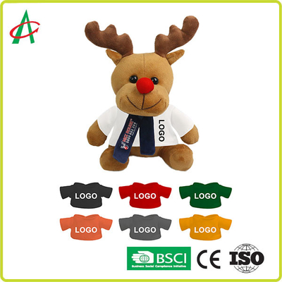CPSC ตุ๊กตากวางเรนเดียร์จมูกแดงสูง 20 ซม. พร้อมเสื้อยืดและผ้าพันคอ