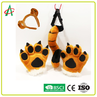 BSCI BPA ฟรี Tiger Tail, Paws และ Hairband ตุ๊กตาสัตว์ Plush Toy