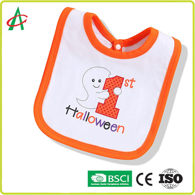 คุณสมบัติดูดความชื้นสูงฮาโลวีน 100 ผ้าฝ้ายทารกแรกเกิด Bibs